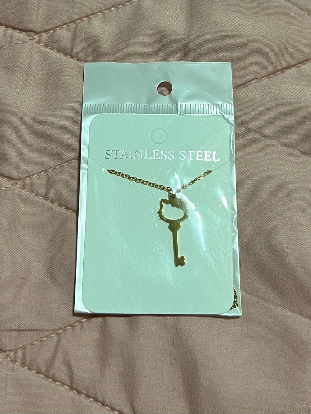 NWT Hello Kitty Key Necklace Gold Tone Stainless Steel Brand New Kawaii HK Cute
